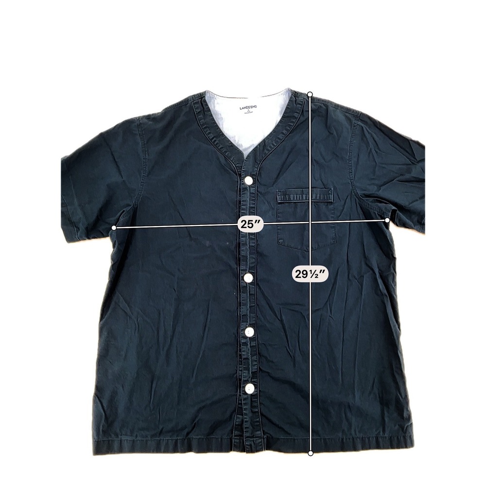 Lands End Pajama Set Mens L Navy Blue Cotton Short Sleeve Shorts Lounge Classic - Picture 2 of 12
